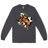 Smoke Cowhide Texas Map Rodeo Cowboy Long Sleeve Tee - Bettercallsaul