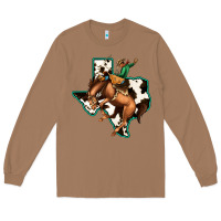 Toasted Coconut Cowhide Texas Map Rodeo Cowboy Long Sleeve Tee - Bettercallsaul