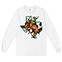 White Cowhide Texas Map Rodeo Cowboy Long Sleeve Tee - Bettercallsaul
