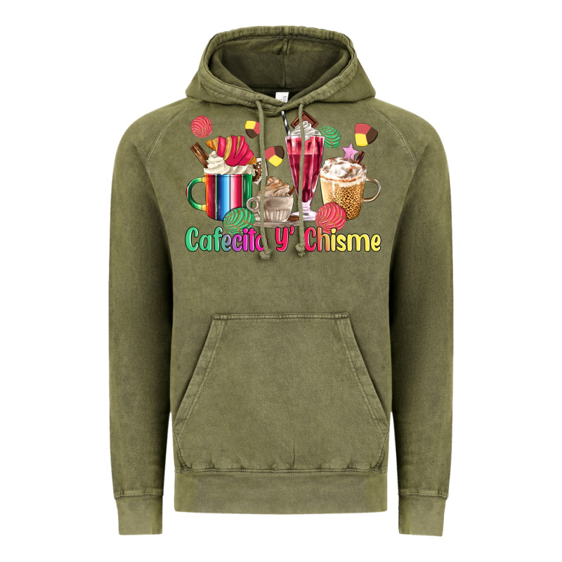 Cafecito Y Chisme Coffee Cups Vintage Hoodie by MaliasSmallBusiness | Teevron
