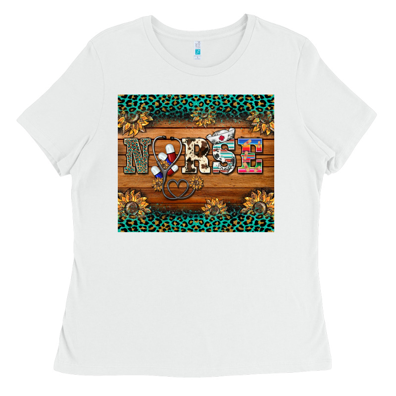 Western Nurse Glitter Leopard Sunflowers Ladies Tee by BarkalooDesign | Teevron