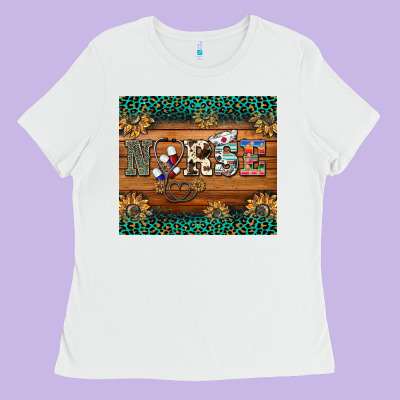 Western Nurse Glitter Leopard Sunflowers Ladies Tee Designed By Barkaloodesign