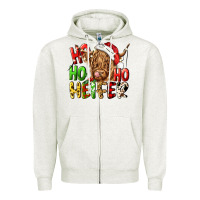 Oatmeal Heather ho ho ho heifer Zipper Hoodie - CowGirlArtShop