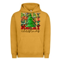 Pigment Peanut Butter Merry Christmas Tree Urban Hoodie - CowhideDigitalArt
