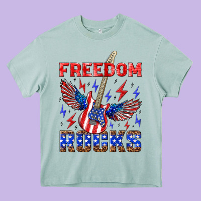 Freedom Rocks Heavy Core Tee Designed By Nancycooperartshop