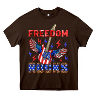 Chocolate Brown freedom rocks Heavy Core Tee - NancyCooperArtShop