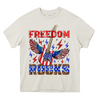 Cream freedom rocks Heavy Core Tee - NancyCooperArtShop