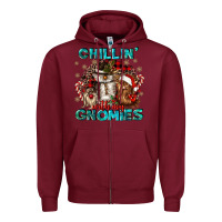 Burgundy chillin with my gnomies Zipper Hoodie - CowGirlArtShop