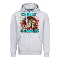 Heather Grey chillin with my gnomies Zipper Hoodie - CowGirlArtShop