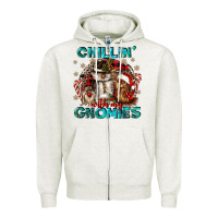 Oatmeal Heather chillin with my gnomies Zipper Hoodie - CowGirlArtShop