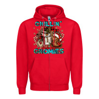 Red chillin with my gnomies Zipper Hoodie - CowGirlArtShop