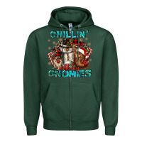 Sports Green chillin with my gnomies Zipper Hoodie - CowGirlArtShop