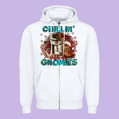 Chillin With My Gnomies Zipper Hoodie Designed By Cowgirlartshop