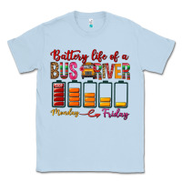 Dusty Blue Battery Life Of A Bus Driver Classic Tee - BundleAndBundleShop