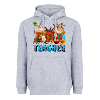Heather Grey Teacher Coffee Cups Heavyweight Hoodie - FaDigitalArtStudio