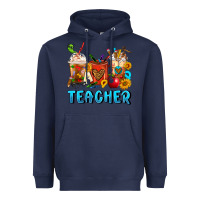 Navy Teacher Coffee Cups Heavyweight Hoodie - FaDigitalArtStudio