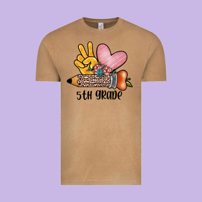 Peace Love 5th Grade Vintage Tee Designed By Jahusdesignshop