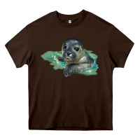 Chocolate Brown Sea Seal Face Illustrations Heavy Core Tee - LillyAllenDesigns