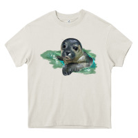 Cream Sea Seal Face Illustrations Heavy Core Tee - LillyAllenDesigns