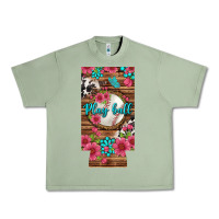 Oil Green Play Ball Baseball With Pink Flowers 12 Oz Slim Can Cooler Urban Heavy Tee - BundleAndBundleShop