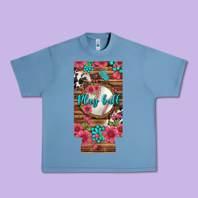 Play Ball Baseball With Pink Flowers 12 Oz Slim Can Cooler Urban Heavy Tee Designed By Bundleandbundleshop