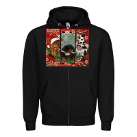Black christmas heifer cow  gnomies Zipper Hoodie - CowGirlArtShop
