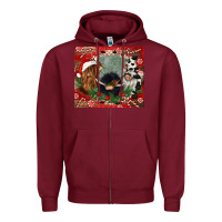 Burgundy christmas heifer cow  gnomies Zipper Hoodie - CowGirlArtShop