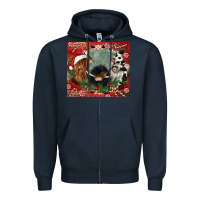 Navy christmas heifer cow  gnomies Zipper Hoodie - CowGirlArtShop
