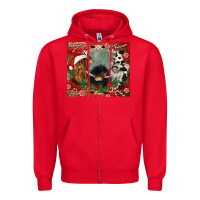 Red christmas heifer cow  gnomies Zipper Hoodie - CowGirlArtShop