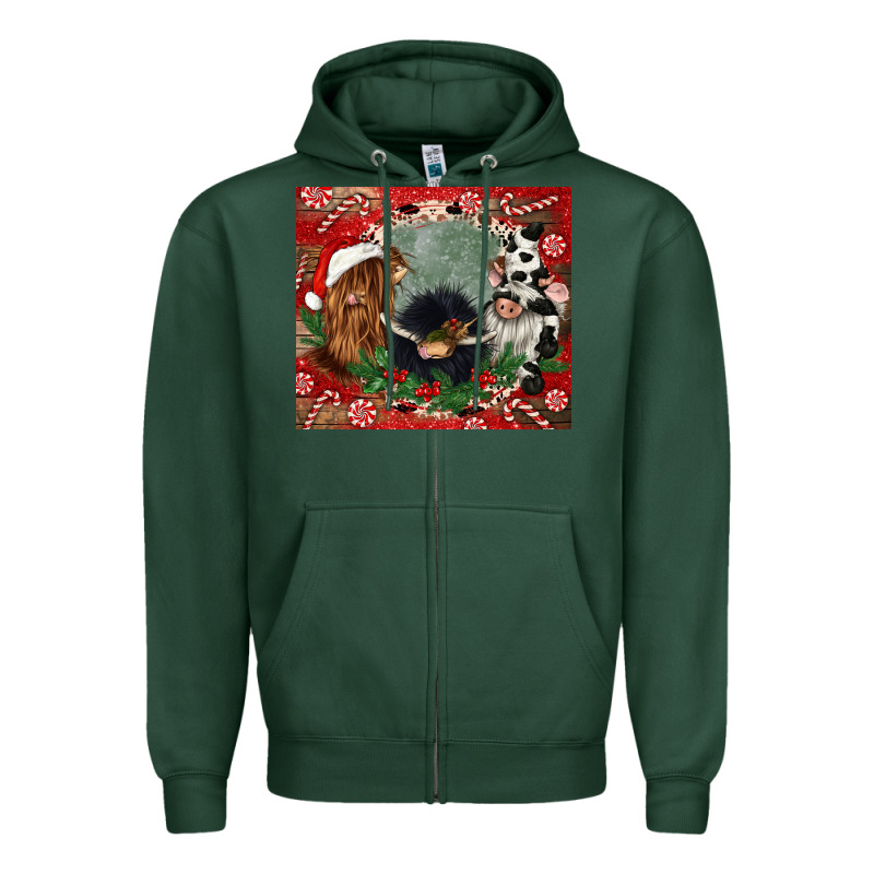 Christmas Heifer Cow  Gnomies Zipper Hoodie by CowGirlArtShop | Teevron