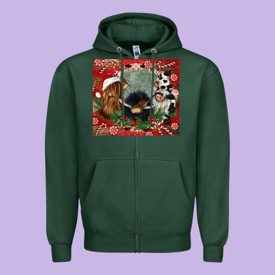 Christmas Heifer Cow  Gnomies Zipper Hoodie Designed By Cowgirlartshop