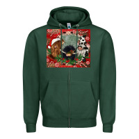 Sports Green christmas heifer cow  gnomies Zipper Hoodie - CowGirlArtShop