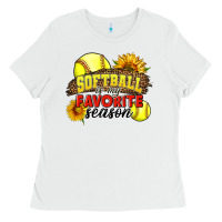 White Softball Is My Favorite Season Ladies Tee - LillyAllenDesigns
