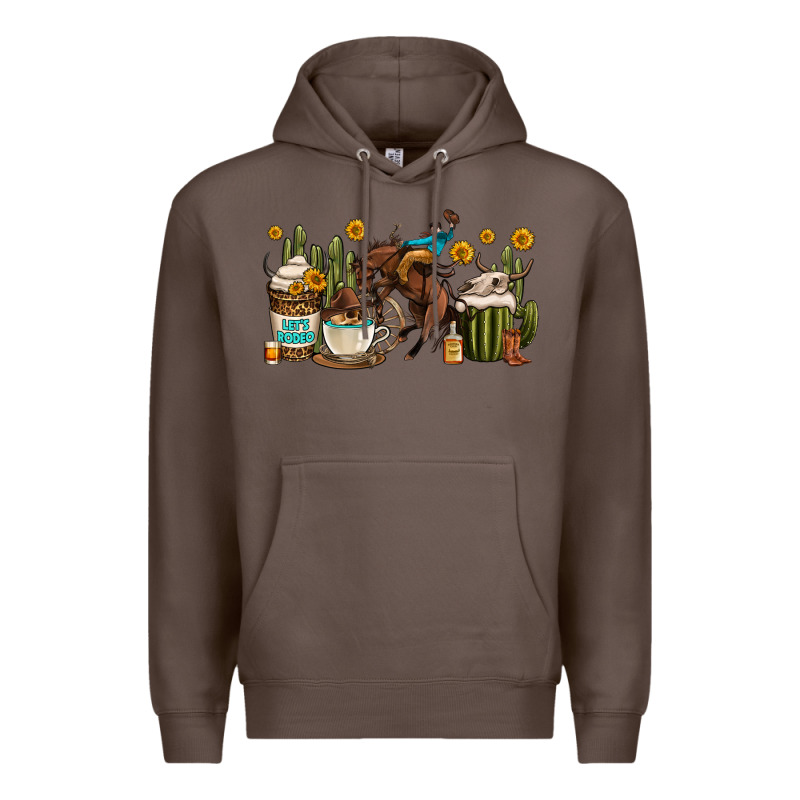 Rodeo Cowboy Coffee Cups Premium Hoodie by OliviaCreatesArt | Teevron