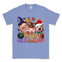 Colony Blue Happy Hallothanksmas Pigs Classic Tee - BundleAndBundleShop