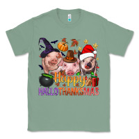 Sage Happy Hallothanksmas Pigs Classic Tee - BundleAndBundleShop