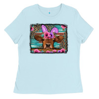 Baby Blue easter floral leopard cow Ladies Tee - Jasminsmagicworld