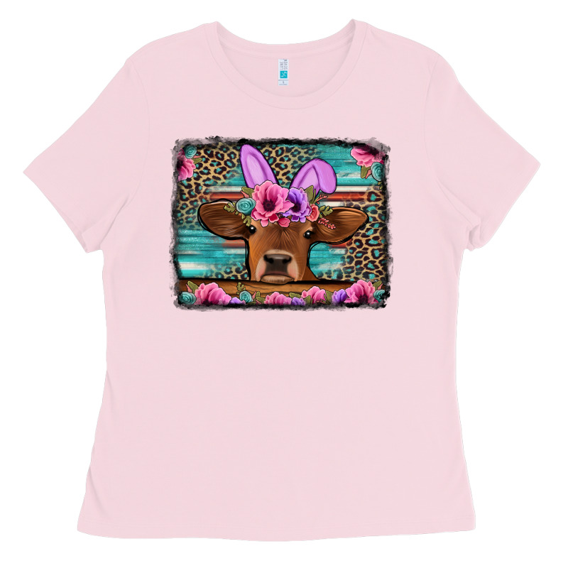 Easter Floral Leopard Cow Ladies Tee by Jasminsmagicworld | Teevron