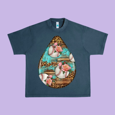 American Football And Western Roses Teardrop Urban Heavy Tee Designed By Bundleandbundleshop