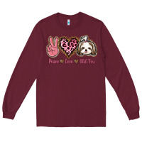 Burgundy Peace Love Shih Tzu Long Sleeve Tee - Bettercallsaul