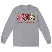 Heather Grey Peace Love Shih Tzu Long Sleeve Tee - Bettercallsaul
