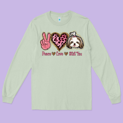 Peace Love Shih Tzu Long Sleeve Tee Designed By Bettercallsaul