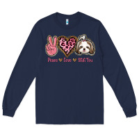 Navy Peace Love Shih Tzu Long Sleeve Tee - Bettercallsaul
