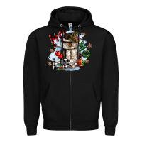 Black ho ho ho snowman gnome Zipper Hoodie - CowGirlArtShop
