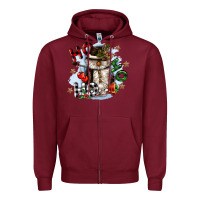 Burgundy ho ho ho snowman gnome Zipper Hoodie - CowGirlArtShop