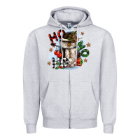Heather Grey ho ho ho snowman gnome Zipper Hoodie - CowGirlArtShop
