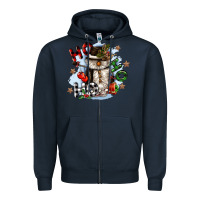 Navy ho ho ho snowman gnome Zipper Hoodie - CowGirlArtShop