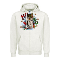 Oatmeal Heather ho ho ho snowman gnome Zipper Hoodie - CowGirlArtShop
