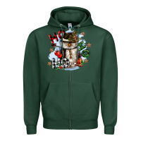 Sports Green ho ho ho snowman gnome Zipper Hoodie - CowGirlArtShop