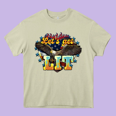 Lets Get Lit America Eagle Heavy Core Tee Designed By Nancycooperartshop